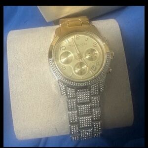 BRAND NEW MICHAEL KORS TWO TONE PAVE RUNWAY WATCH